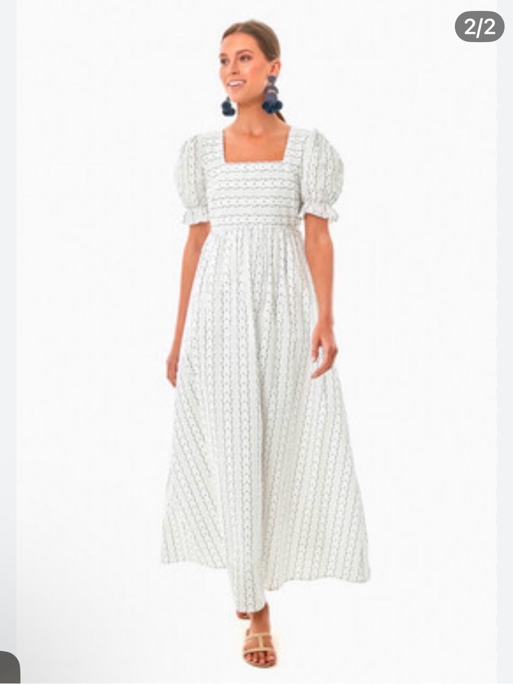 Pomander Place White  Maxi Dress with Square Neck Xs
